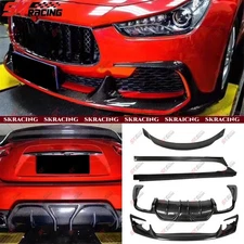 Carbon Fiber Front Rear Bumper Lip Side Skirts BodyKit For Maserati Ghibli 14-17