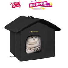 Self-Warming Cat Shelter - Insulated and Weatherproof 13x13x14 Black House