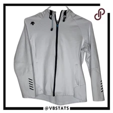 Descente Women's Zip Up Hoodie Sweatshirt White Size Medium