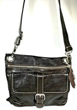 Roots Soft Dark Brown Leather Slim Convertible Shoulder Bag