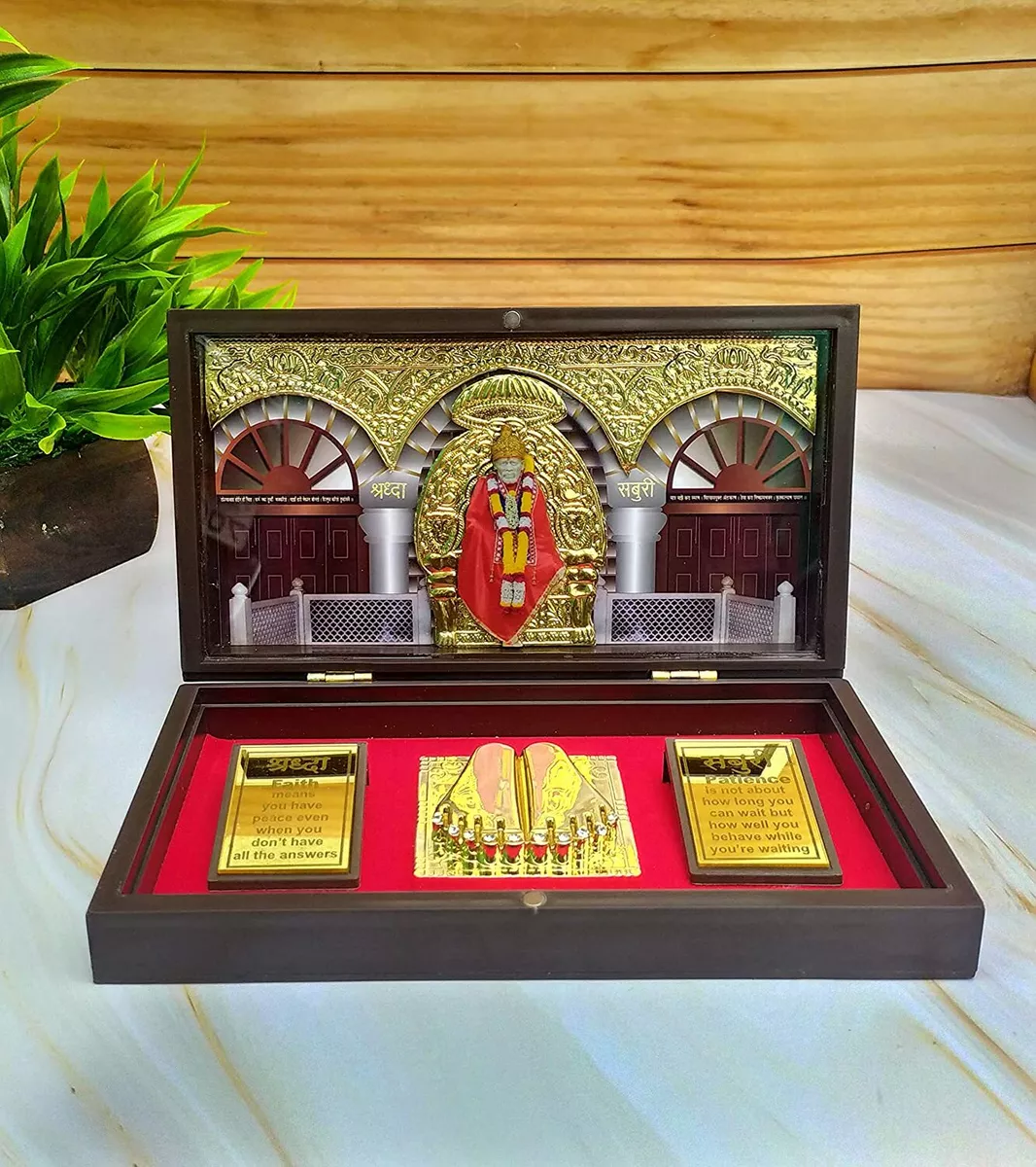 Shirdi Sai Baba God Charan paduka Gift Pooja Box Home worship ...