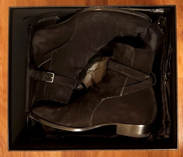 Stivali YSL Saint Laurent Wyatt US 7 5 EU 40 5 UK 6 5 neri scamosciati Jodhpur