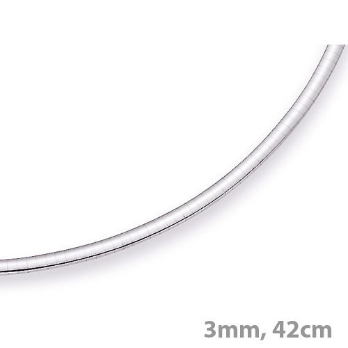 3Mm Halsreif Omegareif Omegakette 750 Gold WeißGold Goldkette 42Cm Damen-image