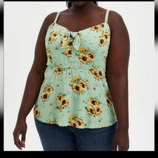 Torrid Sunflower Tank Top Green NWT New 1X