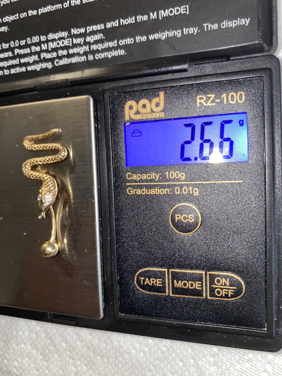 Vintage 9ct Solid Gold Bellybutton Snake Shape - image 3