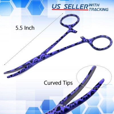 HEMOSTAT FORCEPS Stainless Steel Locking Purple Pliers Clamps for Doll Repair