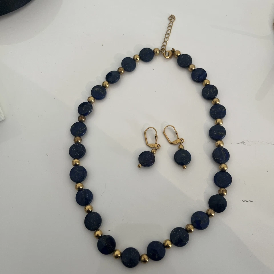 Lapis Set Kette Ohrringe    Länge 40-45 Cm