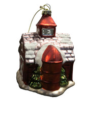 Red Barn Farm  Glass Christmas Winter Ornament Unique