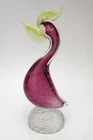 VINTAGE ITALIAN MURANO ART GLASS BIRD FIGURE SCULPTURE PINK SOMMERSO BULLICANTE