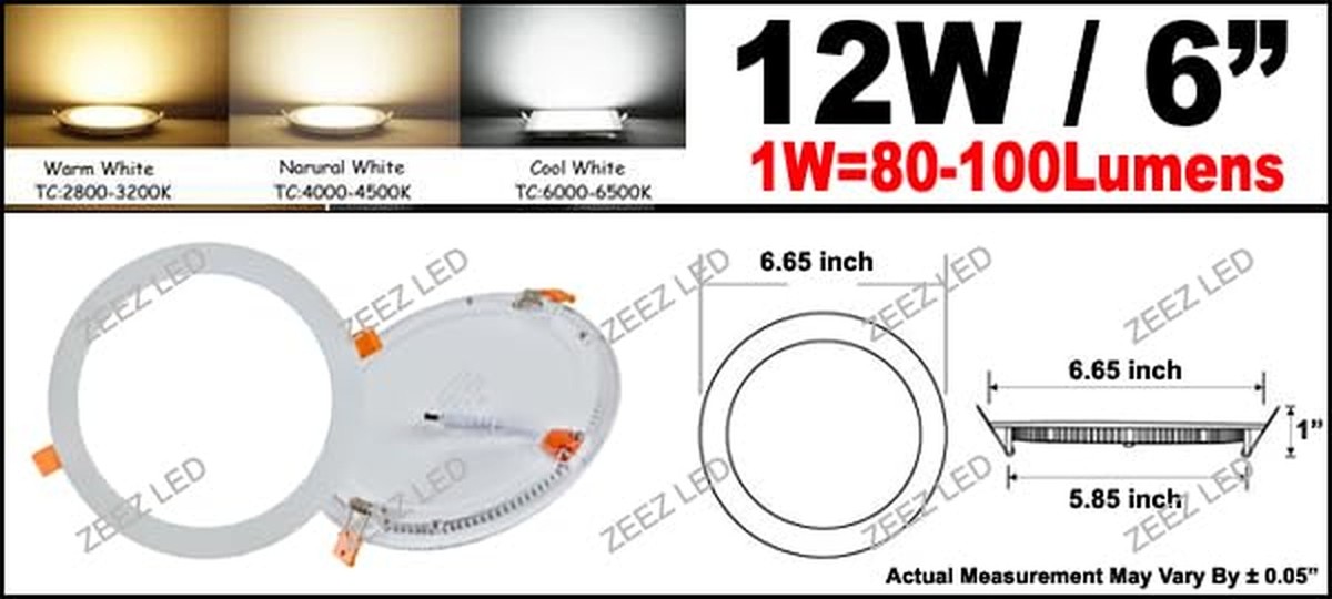ZEEZ Lighting - 12W 6-Inch (OD 6.65 ZEEZ Lighting - 12W 6-Inch (OD 6.65