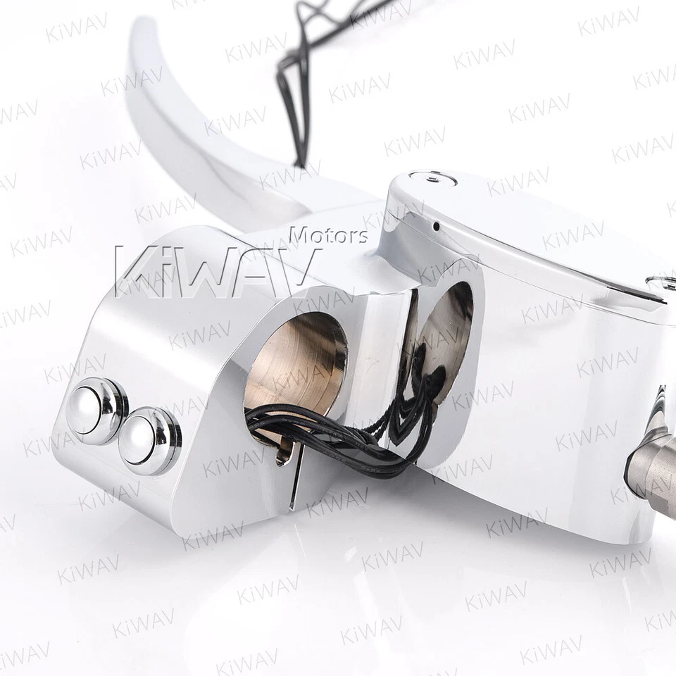 KiWAV CNC chrome hydraulic clutch brake handlebar hand control kit fits Harley - Image 2 of 4