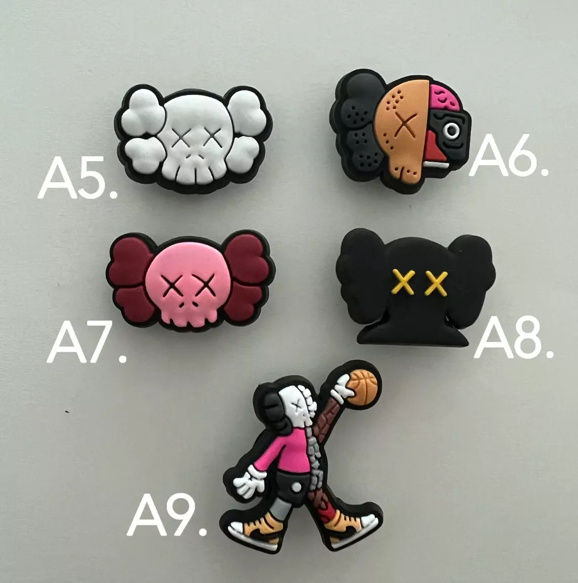 Set of 9 Rare KAWS croc charms, kaws jbbits for crocs, kaws gifts, hypebeast