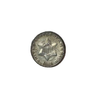 (B)**1853 Three Cent Silver Nickel in AU+ Condition** Toned Beauty