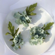 Silk Flower Hair Clip Set Chinese Style Hairpin Costume Accessory 3 Pieces Blue