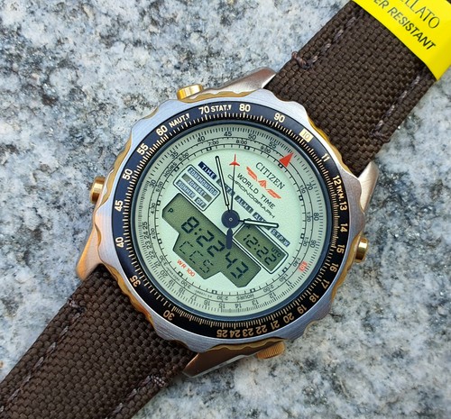 CITIZEN WORLD TIME NEW OLD STOCK CHRONOGRAPH C080 089570 K SUPER LUMINOVA  KEVLAR | eBay