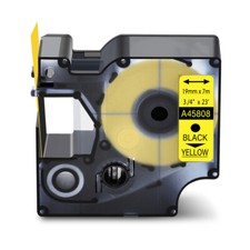 1PK 19mm 7m 45808 Black on Yellow Label Tape For DYMO D1 LabelManager 450
