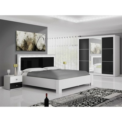 Verse Schlafzimmer Komplett Set Bett Nachttisch Kleiderschrank Weiss 160x200 Cm Ebay
