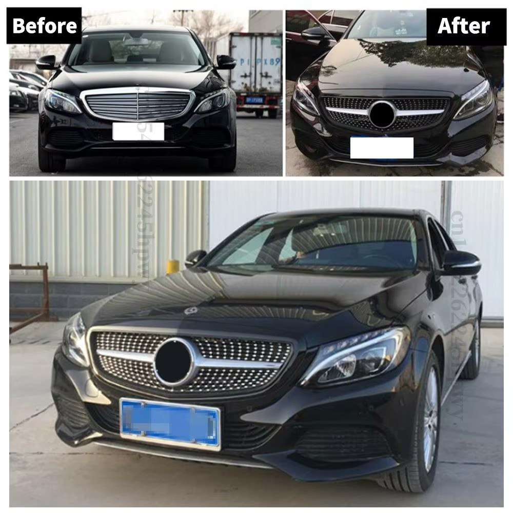 Calandre diamant noir et chrome pour Mercedes Classe C W205 2014-2018 Avantgarde