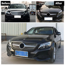 K&uuml;hlergrill Diamant Schwarz + Chrom Mercedes Klasse C W205 2014 A 2018 Classic