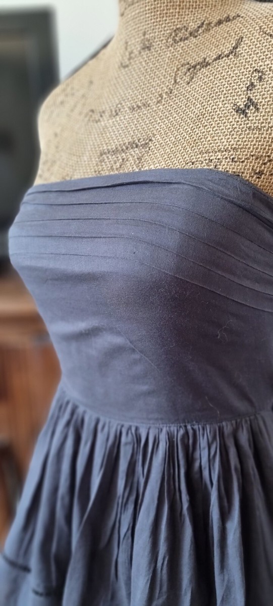 Robe Bustier Maje En Coton Gris - Taille S, Longueur 64 Cm - Occasion En Très Bon état