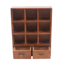 Book Display Shelf Organizer Display Rack 2 Drawers Wooden 9-Cube