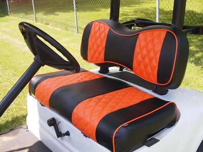 Orange Seat Cover Diamond Stitch E-Z-GO Medalist TXT 94-13 Golf Cart, Set of 4