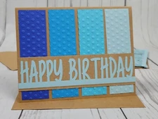 Happy Birthday Greeting Card Kit #7a [Lot of 4, Handmade Kraft Masculine Blues]