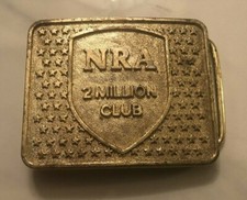 Vintage Golden Aged NRA Guns Rifles 2 Million Belt Buckle
