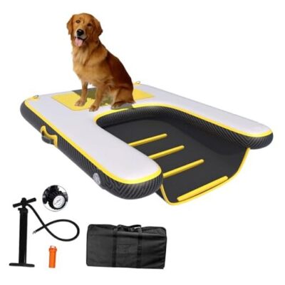 Inflatable Dog Raft Boat Dock Ramp Ladder Water Sports Floating Platform 