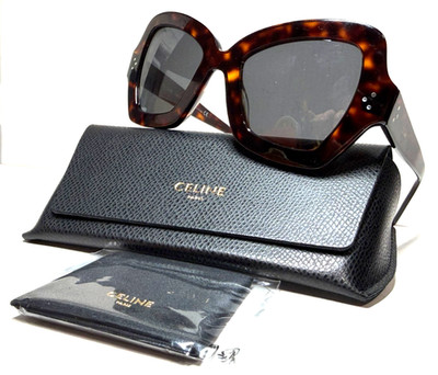 CELINE PARIS 3 DOTS CL40067I 54A HAVANA W/GREY LENSES AUTHENTIC SUNGLASSES 54-21