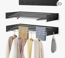 Wall Mounted Clothes Drying Rack 32" Foldbale Laundry Drying Rack Black