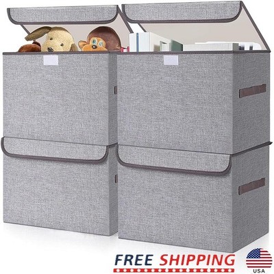 Foldable Storage Bins W/ Lids Durable Organizing Boxes Clothes Toys Office New