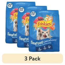 3 Pack Purina Friskies Seafood Sensations, Indoor Dry Cat Food, 22 lb Bag