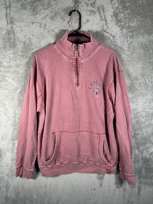 Cuffy's Cape Cod Quarter Zip Heavy Mens Medium Pink Sweater Pullover Preppy