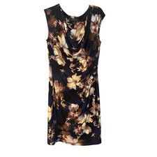 Ralph Lauren Dress Womens Blue Sleeveless Floral Print V Neck Faux Wrap 12