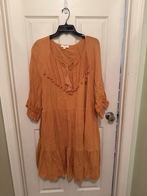 ANTHROPOLOGIE The Somerset Textured Mini Dress Dark Orange Size 2X