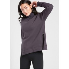 Athleta Cozy Karma Side Zip Funnel Neck Sweatshirt Womens Small Pockets Casual