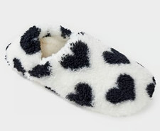 NEW Hearts Women's Cozy Fleece Pull-On Slipper Socks w/ Grippers Size M/L