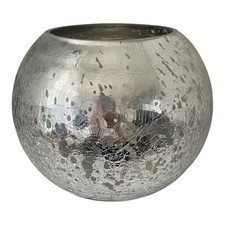 Large Glass Round Silver Pattern Fish Bowl Shape Vase