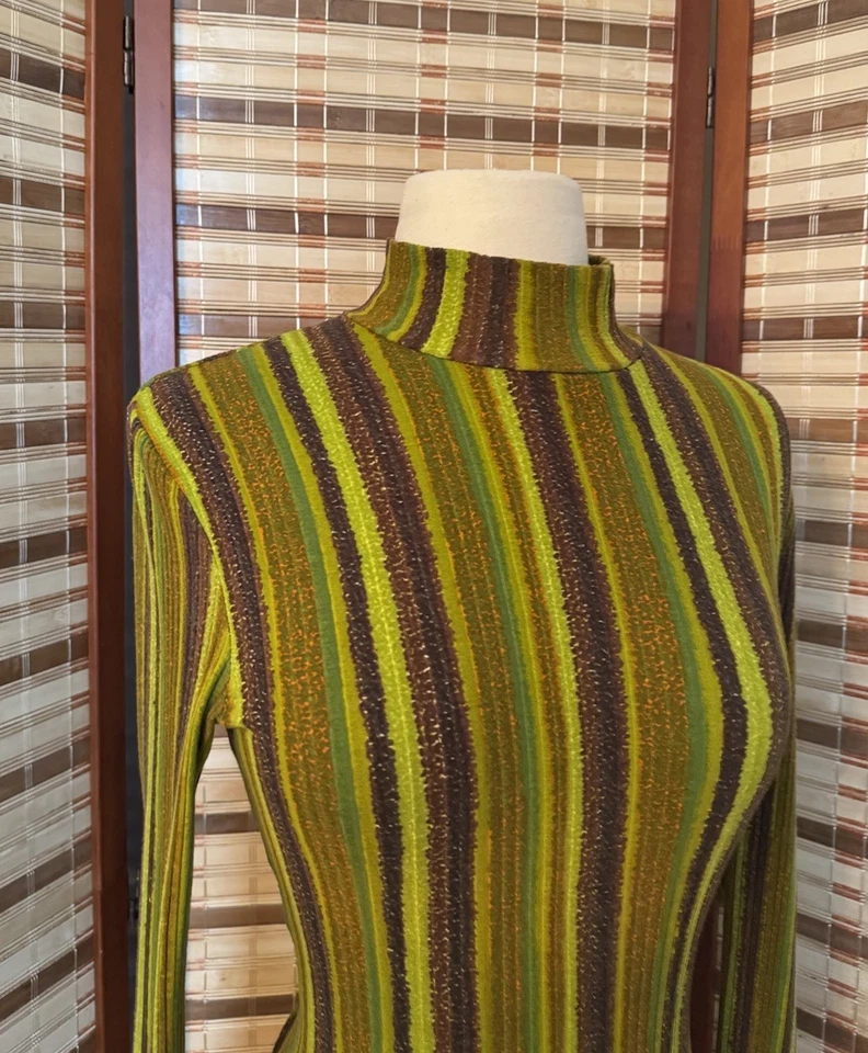 Vintage Morgan De Toi Striped Stretchy Long Sleeve Mock Neck Blouse Women’s XS - Image 4 of 4