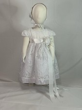 White Lace Baptism Dress Baby Girl Size 2 Christening Bautizo Made in Mexico