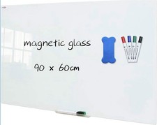Magnetic Glass Whiteboard 90x60cm - XIWODE Wall Mounted Frameless Dry Erase