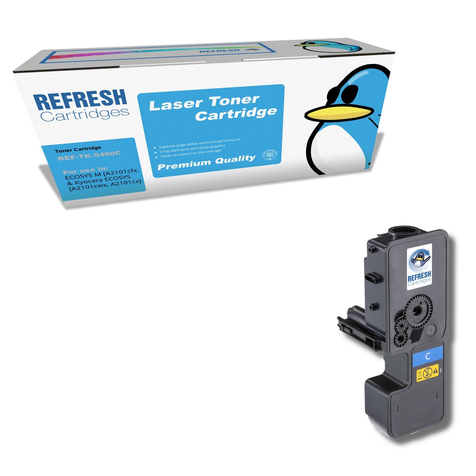 Refresh Cartridges Cyan TK-5490C Toner Compatible With Kyocera Printers