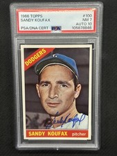 Sandy Koufax 1966 Topps Hand Signed Auto Sharp Beautiful PSA 7 Auto 10 #100