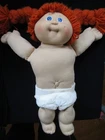 1985 Cabbage Patch Kid Girl Doll ~Red Hair ~Blue Eyes ~Pig Tails ~Diaper  #3 OK