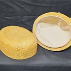 Ceramic Bunny Basket w/ Lid & Handle, Removable Bowl Insert, Yellow Basketweave — photo 3
