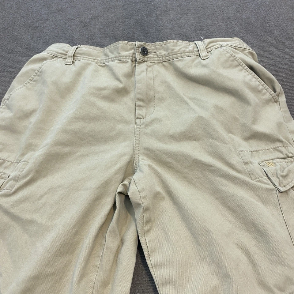Nautica Women’s VTG Y2K Khaki Cargo Pants Size 12 Wide Leg Fits 33x32 Distressed - Image 4 of 4