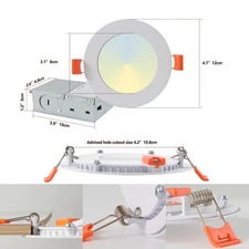 12 Pack 4 Inch Recessed Ceiling Dimmable 5CCT LED Panel Light with Junction Box