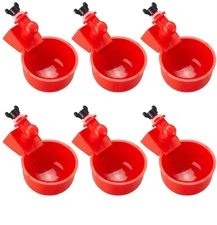 Little Family Members Red Poultry Gravity Water Cups Automatic Drinker 6-Pack
