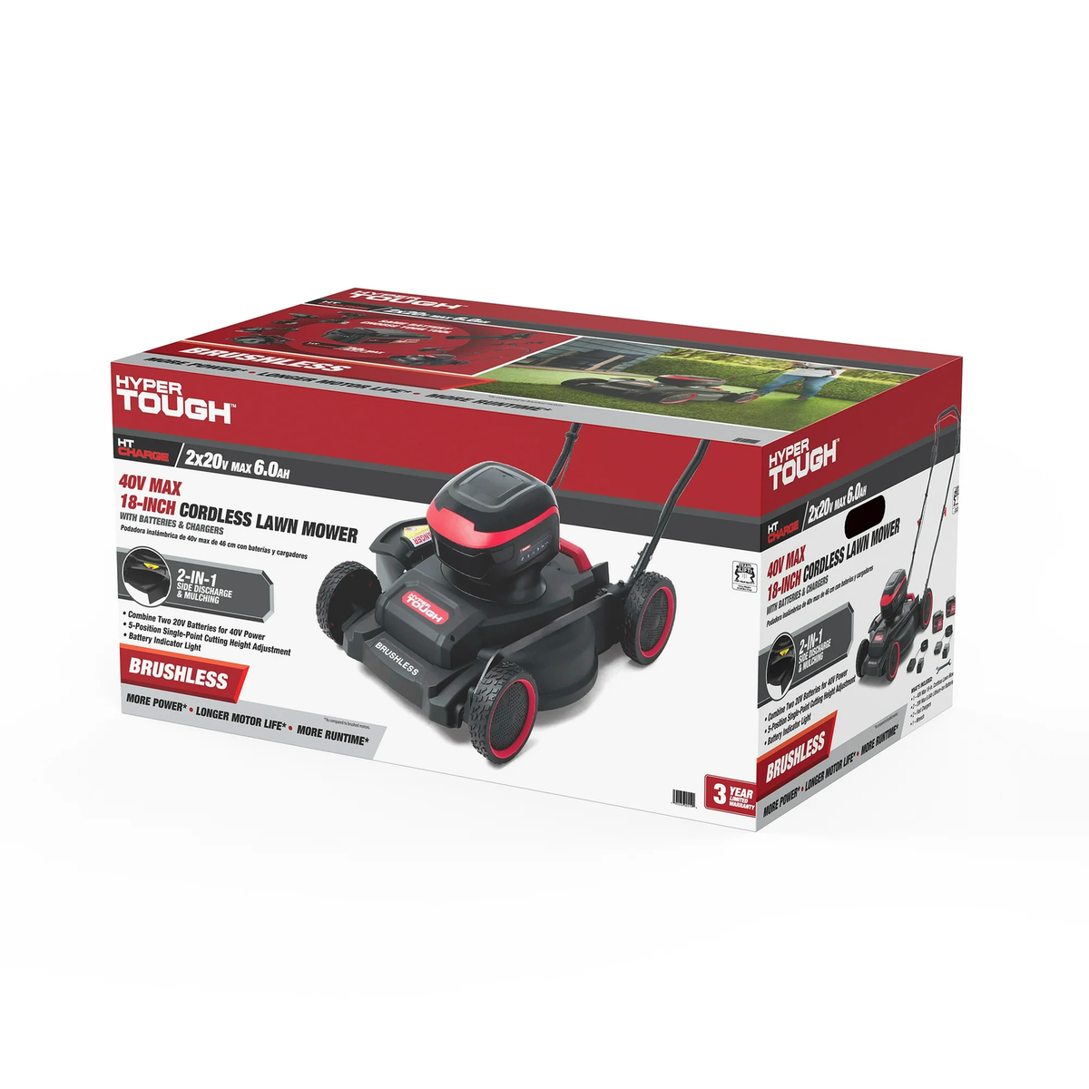 Hyper Tough HY5601050516001 2x20 Volts Max 18-Inch Brushless Side